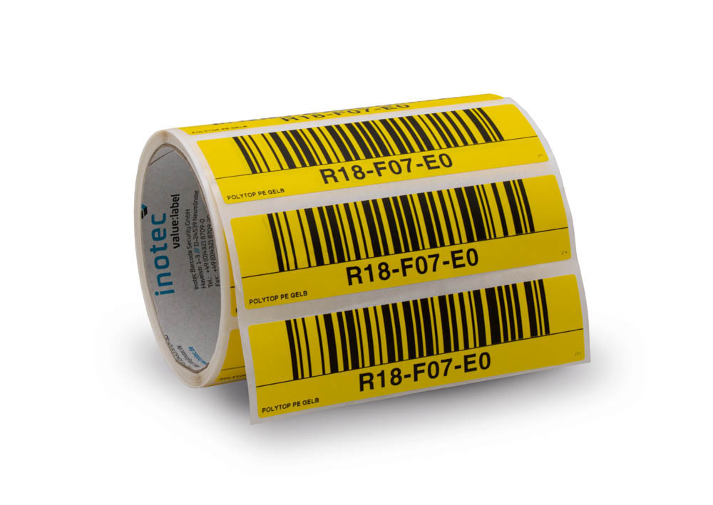 inotec Barcode Label Polytop PE Etikett gelb Bild von inotec Polytop PE Etikett gelb